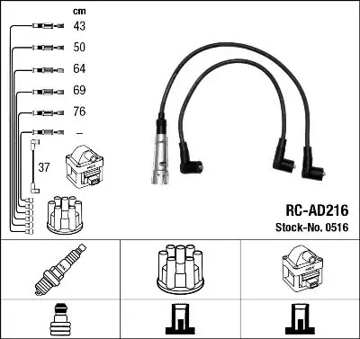 Комплект электропроводки NGK 0516 (RC-AD216)
