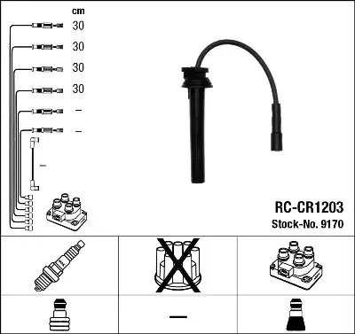Комплект электропроводки NGK 9170 (RC-CR1203)