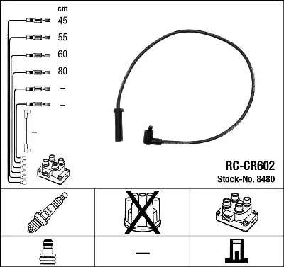 Комплект электропроводки NGK 8480 (RC-CR602)