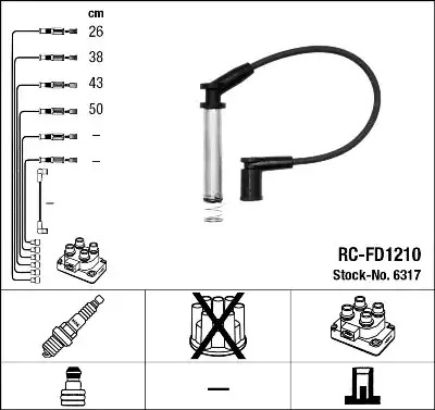 Комплект электропроводки NGK 6317 (RC-FD1210)