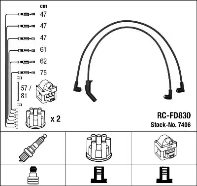 Комплект электропроводки NGK 7406 (RC-FD830)
