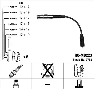 Комплект электропроводки NGK 0758 (RC-MB223)