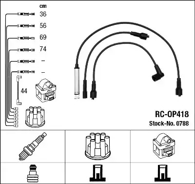 Комплект электропроводки NGK 0788 (RC-OP418)