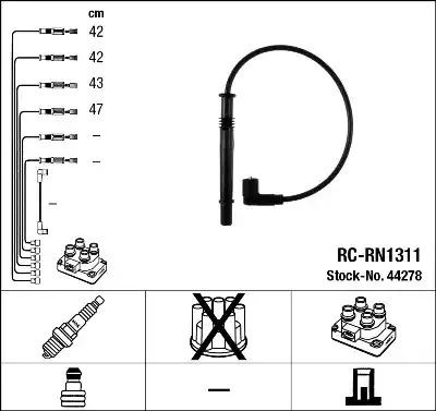 Комплект электропроводки NGK 44278 (RC-RN1311)