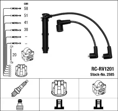 Комплект электропроводки NGK 2585 (RC-RV1201)