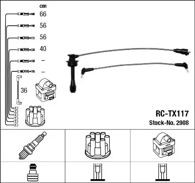 Комплект электропроводки NGK 2908 (RC-TX117)
