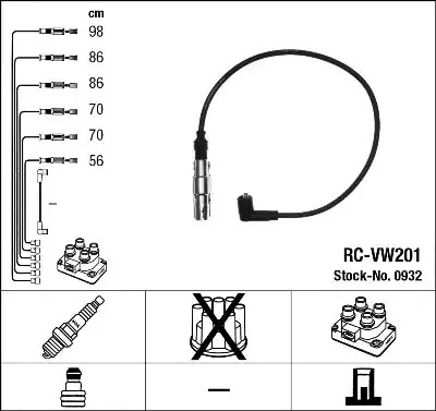 Комплект электропроводки NGK 0932 (RC-VW201)