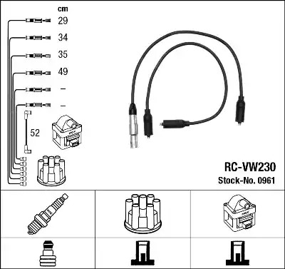 Комплект электропроводки NGK 0961 (RC-VW230)