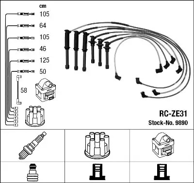 Комплект электропроводки NGK 9890 (RC-ZE31)
