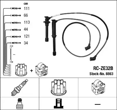 Комплект электропроводки NGK 8863 (RC-ZE32B)