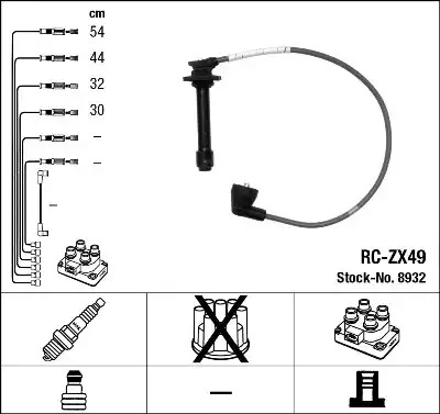 Комплект электропроводки NGK 8932 (RC-ZX49)