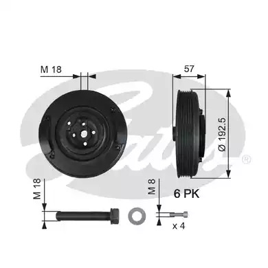 Ременный шкив GATES TVD1033A (SET 60, TVD1033, Z80672)