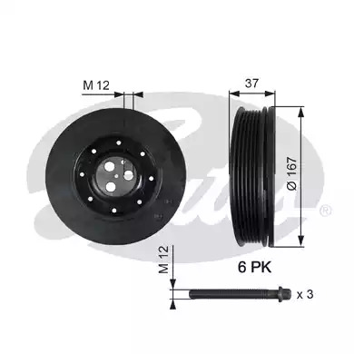 Ременный шкив GATES TVD1060A (SET 61, TVD1060)